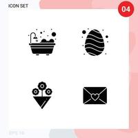 User Interface Pack of 4 Basic Solid Glyphs of bathroom mail easter spring heart Editable Vector Design Elements