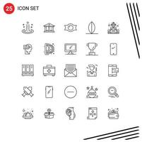 conjunto de 25 iconos modernos de la interfaz de usuario símbolos signos para el conocimiento elementos de diseño vectorial editables de la tabla de surf católica de dulces de la iglesia vector