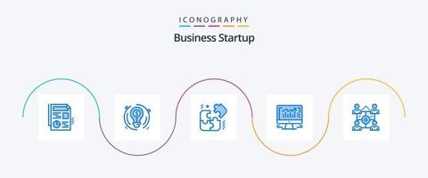paquete de iconos azul 5 de inicio de negocios que incluye compartir. red. rompecabezas. negocio. negocio vector