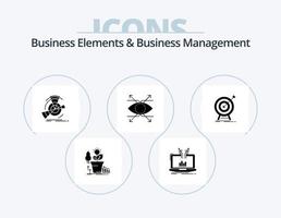 Business Elements And Business Managment Glyph Icon Pack 5 Icon Design. look. business. online. reference. performance vector