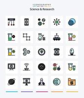 Creative Science 25 Line FIlled icon pack  Such As sun. science. earth. eclipse. neuron vector
