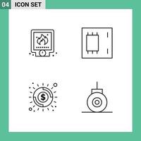 4 Creative Icons Modern Signs and Symbols of mechanical products system devices economy Editable Vector Design Elements