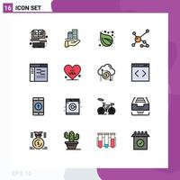 Set of 16 Modern UI Icons Symbols Signs for code dna camp biology atom Editable Creative Vector Design Elements