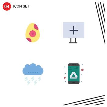 conjunto de 4 iconos planos vectoriales en la cuadrícula para el objetivo del relámpago de huevo advertencia trueno elementos de diseño vectorial editables vector
