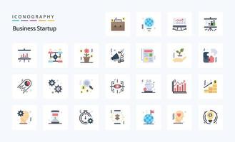 paquete de iconos de color plano de inicio de 25 empresas vector
