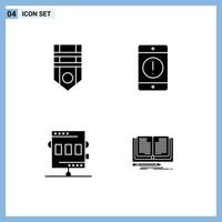 4 Creative Icons Modern Signs and Symbols of badge activities stripe devices chronometer Editable Vector Design Elements