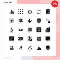 Modern Set of 25 Solid Glyphs and symbols such as bank wire decision usb cable Editable Vector Design Elements