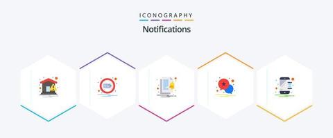 Notifications 25 Flat icon pack including mobile. device. alert. alert. notification vector