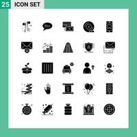 Set of 25 Commercial Solid Glyphs pack for achievements peripheral device card dvd cd Editable Vector Design Elements