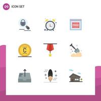 Group of 9 Modern Flat Colors Set for badge seo office protection free Editable Vector Design Elements