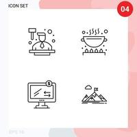 conjunto de pictogramas de 4 colores planos de línea rellena simple de subasta monitor ley cocina compras elementos de diseño vectorial editables vector