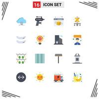 Mobile Interface Flat Color Set of 16 Pictograms of kayak train drilling station cross Editable Pack of Creative Vector Design Elements