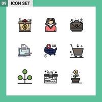 paquete de iconos de vectores de stock de 9 signos y símbolos de línea para la lista de casos de papel de mapa que codifican elementos de diseño de vectores editables