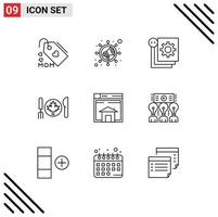 Outline Pack of 9 Universal Symbols of sell leaf develop canada dinner Editable Vector Design Elements