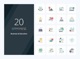 20 icono de color plano de negocios y educación para presentación vector