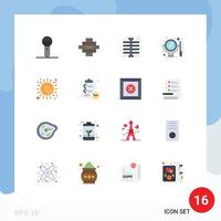 Flat Color Pack of 16 Universal Symbols of sunlight summer chest set comb Editable Pack of Creative Vector Design Elements