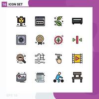 Mobile Interface Flat Color Filled Line Set of 16 Pictograms of computing computation autumn player amplifier Editable Creative Vector Design Elements