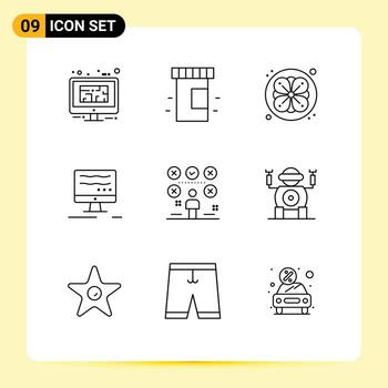 9 contornos vectoriales temáticos y símbolos editables de la lista de verificación de flores de papel del usuario elementos de diseño vectorial editables en línea vector