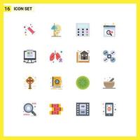 Set of 16 Modern UI Icons Symbols Signs for web online job human search find Editable Pack of Creative Vector Design Elements