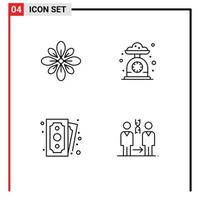User Interface Pack of 4 Basic Filledline Flat Colors of celebrate kitchen scale diwali baking cash Editable Vector Design Elements