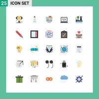 25 Universal Flat Color Signs Symbols of online check valentines day online dialog Editable Vector Design Elements