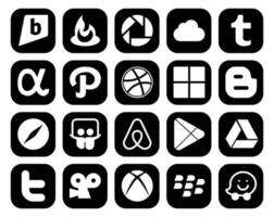 20 Social Media Icon Pack Including twitter apps microsoft google play slideshare vector