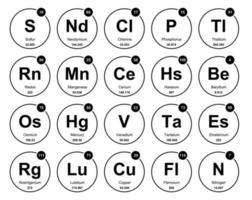 diseño de paquete de iconos de 20 tablas preiodicas de los elementos vector