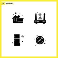 Modern Set of Solid Glyphs and symbols such as bathtub internet relaxing bath router refrigerator Editable Vector Design Elements