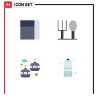 4 Universal Flat Icons Set for Web and Mobile Applications grid fitness health fork transportation water Editable Vector Design Elements