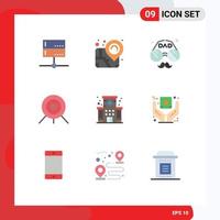 Pack of 9 Modern Flat Colors Signs and Symbols for Web Print Media such as hospital target accessories sport fathers day Editable Vector Design Elements