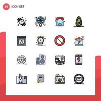 Flat Color Filled Line Pack of 16 Universal Symbols of web lab email flask food Editable Creative Vector Design Elements