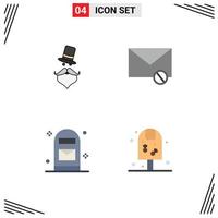 Group of 4 Modern Flat Icons Set for moustache spam santa clause mail letter Editable Vector Design Elements