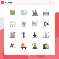 16 User Interface Flat Color Pack of modern Signs and Symbols of receive mail ecology sticks incense Editable Pack of Creative Vector Design Elements