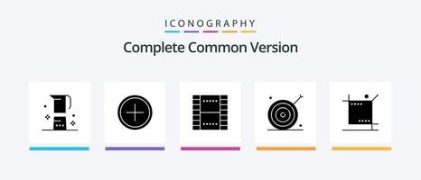 Complete Common Version Glyph 5 Icon Pack Including goal. advertising. new. ux. film. Creative Icons Design vector