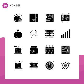 16 concepto de glifo sólido para sitios web móviles y aplicaciones teclas de música controlador de placa madre elementos de diseño vectorial editables vector