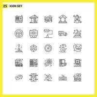 Modern Set of 25 Lines Pictograph of robe bath bacon finance building Editable Vector Design Elements