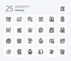 Pharmacy 25 Line icon pack including file. healthcare. doctor. document. medicine vector