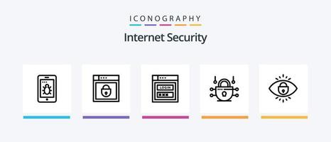 Internet Security Line 5 Icon Pack Including protection. internet. computer. bug. gear. Creative Icons Design vector