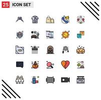 Filled line Flat Color Pack of 25 Universal Symbols of marketing call tshirt announcement shopping Editable Vector Design Elements