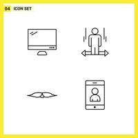 Set of 4 Modern UI Icons Symbols Signs for computer right imac man hipster Editable Vector Design Elements