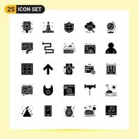 25 User Interface Solid Glyph Pack of modern Signs and Symbols of geography access antivirus online search Editable Vector Design Elements