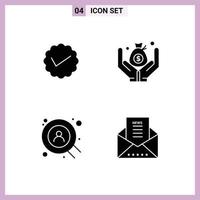 Set of 4 Modern UI Icons Symbols Signs for chat search social money email Editable Vector Design Elements