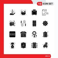 Set of 16 Modern UI Icons Symbols Signs for transport camping travel camp development Editable Vector Design Elements