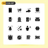 Pictogram Set of 16 Simple Solid Glyphs of campaign billboard sound advertising soap Editable Vector Design Elements