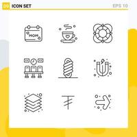 Set of 9 Modern UI Icons Symbols Signs for double transportation essentials train support Editable Vector Design Elements