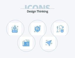 Design Thinking Blue Icon Pack 5 Icon Design. computer. shield. send. idea. creative vector