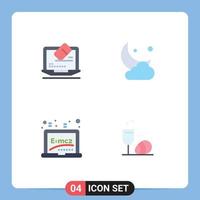 Group of 4 Flat Icons Signs and Symbols for laptop learning screen ramadan education Editable Vector Design Elements