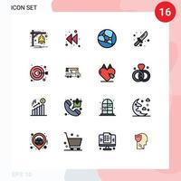 Universal Icon Symbols Group of 16 Modern Flat Color Filled Lines of handicraft embroidery network clot knife Editable Creative Vector Design Elements