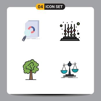 4 User Interface Filledline Flat Color Pack of modern Signs and Symbols of analysis tree market kids learning growth Editable Vector Design Elements