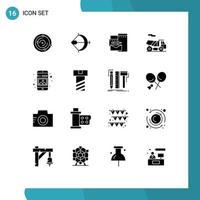 Pictogram Set of 16 Simple Solid Glyphs of image transport shoot quad corporate Editable Vector Design Elements